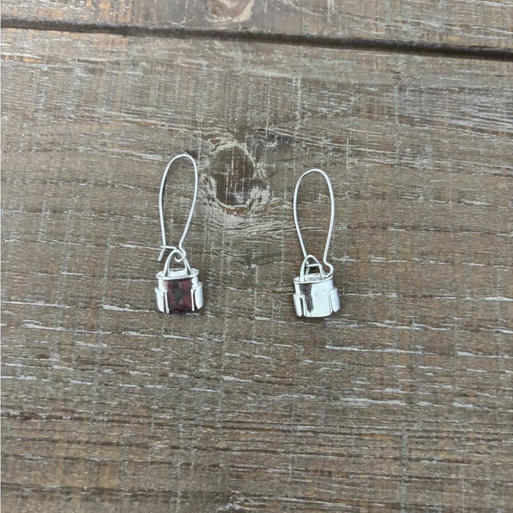 Silver and Red Dangle Earrings